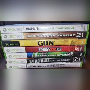 XBOX 360 GAMES LOT OF 6 & 1 XBOX ONLY GAME INCLUDED AS WELL
